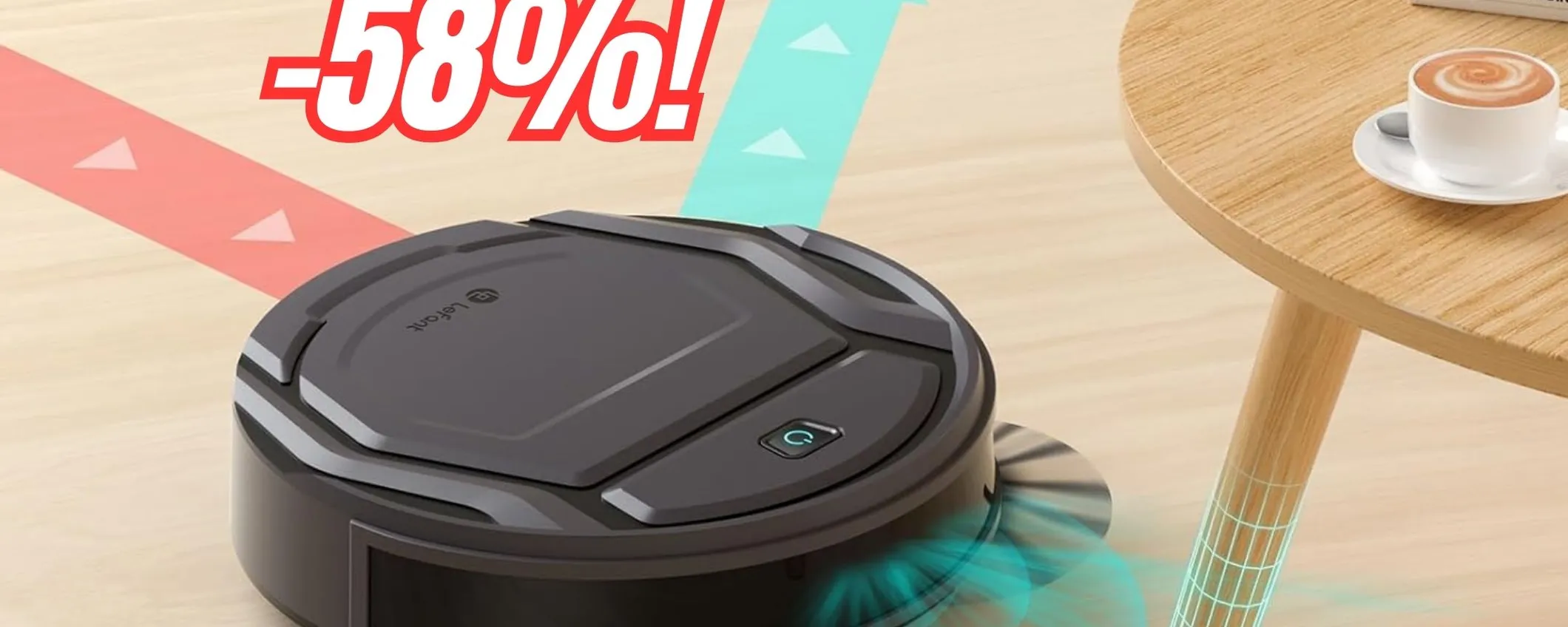 Robot aspirapolvere ultra-sottile, autocaricante e 2200Pa al 58% di sconto