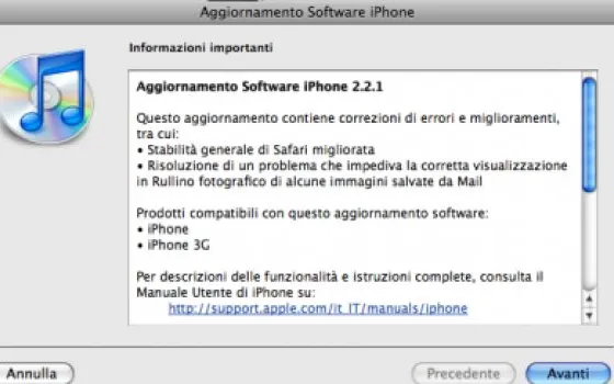 Disponibile il firmware 2.2.1 per iPhone e iPod Touch