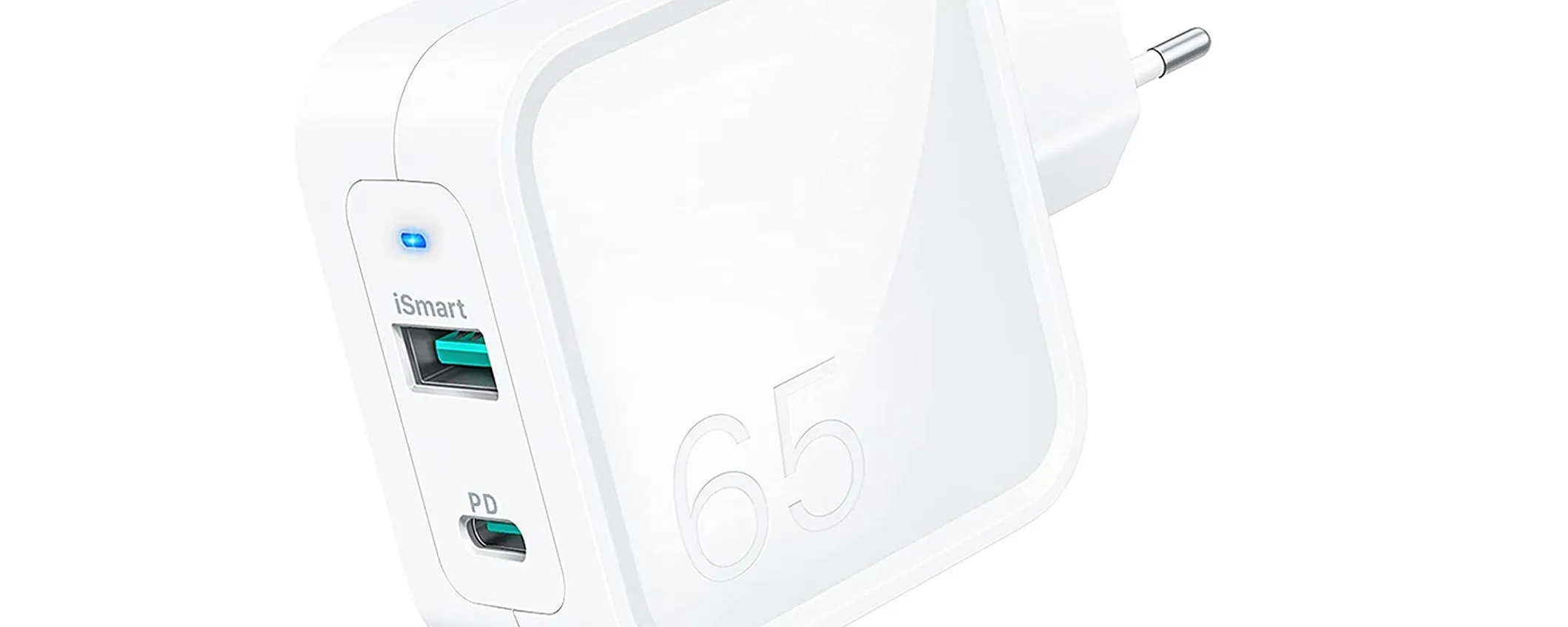 Caricabatterie USB-C GaN Doppia Porta 65W: solo 21€