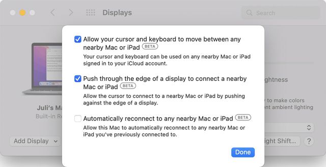 Universal Control macOS 12.3