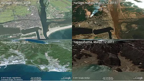 Google: immagini satellitari del dopo terremoto in Giappone