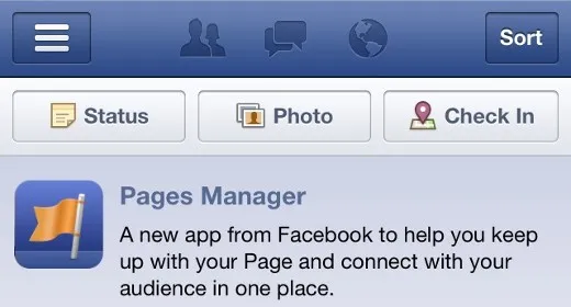 Facebook, le pagine si gestiscono da mobile