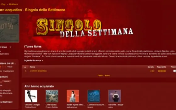 Il singolo della settimana su iTunes: 
