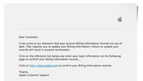 Phishing Apple: attenzione alle richieste di aggiornamento dei dati di fatturazione