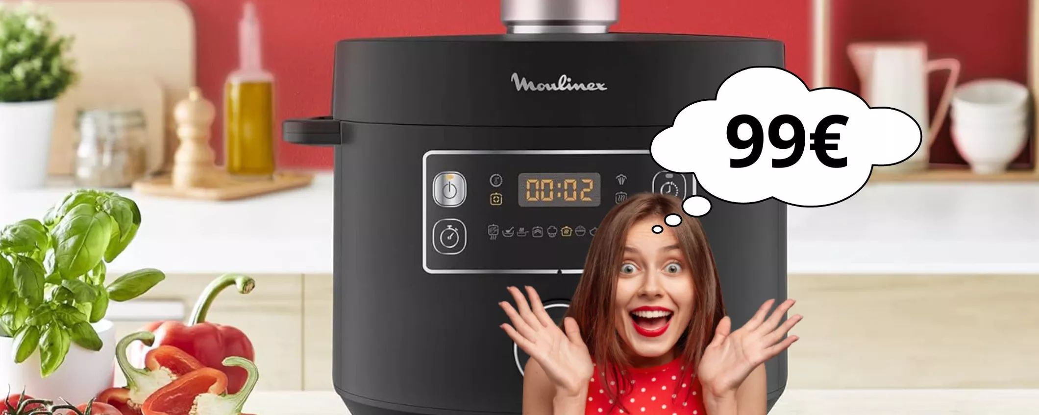 Questo Multicooker Moulinex cucina di tutto, dall'antipasto al dolce: prendilo ora a 99 euro!