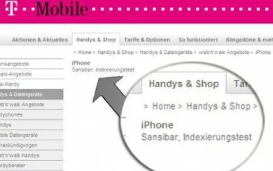 Appare (e scompare) iPhone su T-Mobile.de