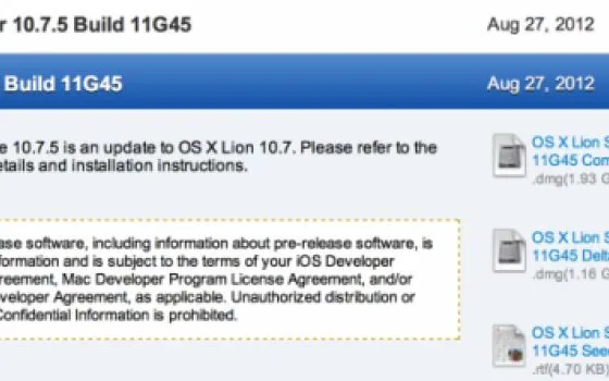 Apple invia una nuova build di OS X Lion 10.7.5 agli sviluppatori