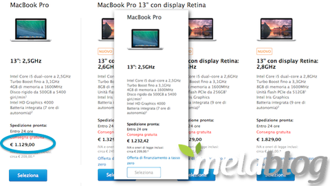 MacBook Pro, Apple taglia il prezzo del modello senza display Retina