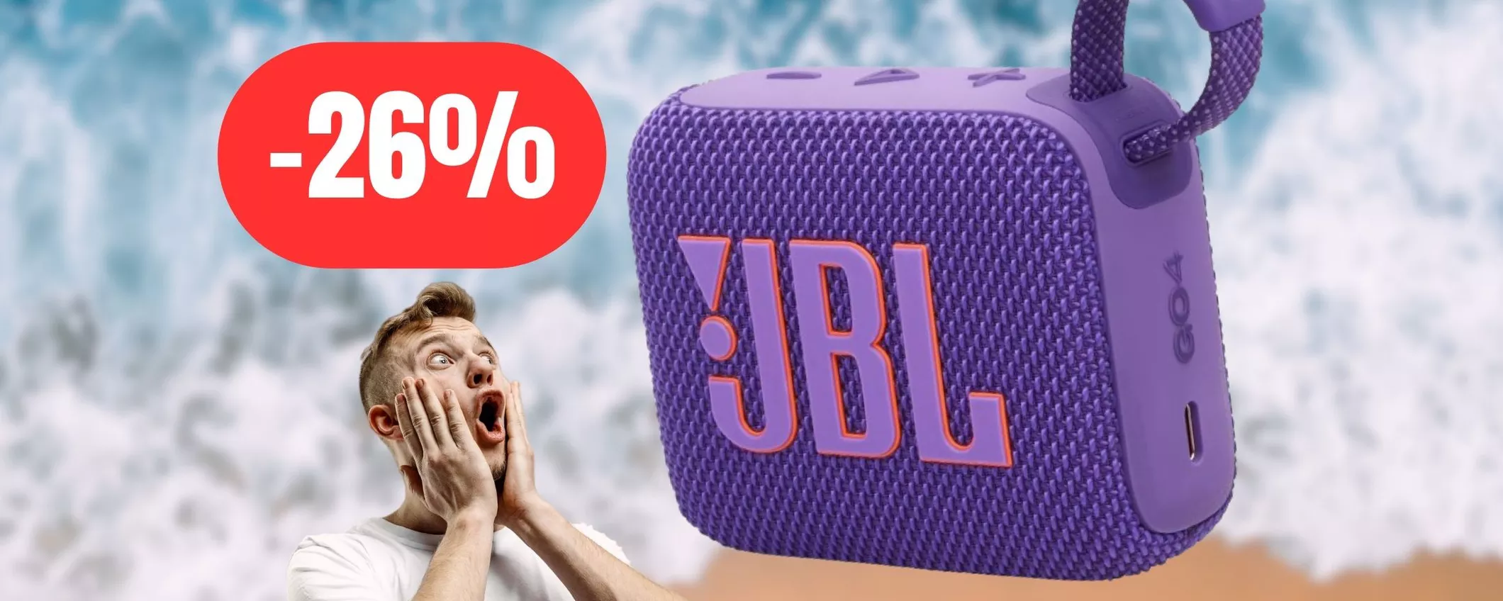 Sarà festa ovunque con la cassa JBL GO4 impermeabile al 26% di sconto