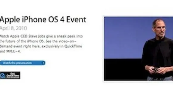 Apple iPhone OS 4: lo streaming dell'evento