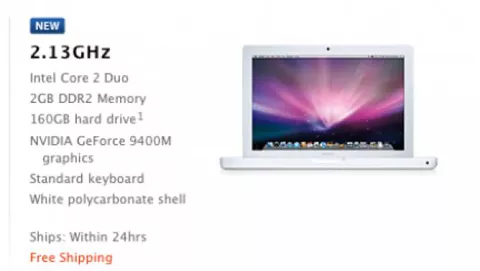 Speed bump per il MacBook bianco: processore da 2.13GHz e hard disk da 160GB