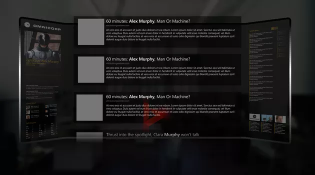 L'interfaccia utente di Bing nel film RoboCop.