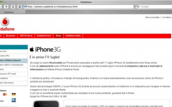 Nuovi dettagli per iPhone 3G da Vodafone