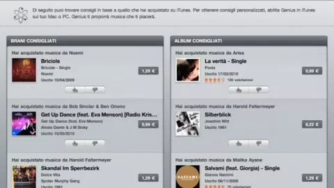 I suggerimenti Genius arrivano anche sull'iTunes Store di iPhone, iPod touch e iPad