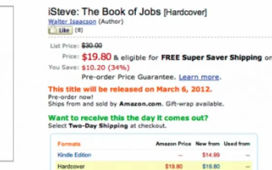 La biografia iSteve: The Book of Jobs in pre-release sullo store Amazon e iBookStore