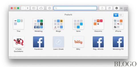 OS X Yosemite, nascondere i preferiti nel menu a tendina di Safari