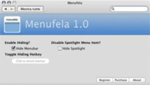 Menufela: nascondere Spotlight o la menubar