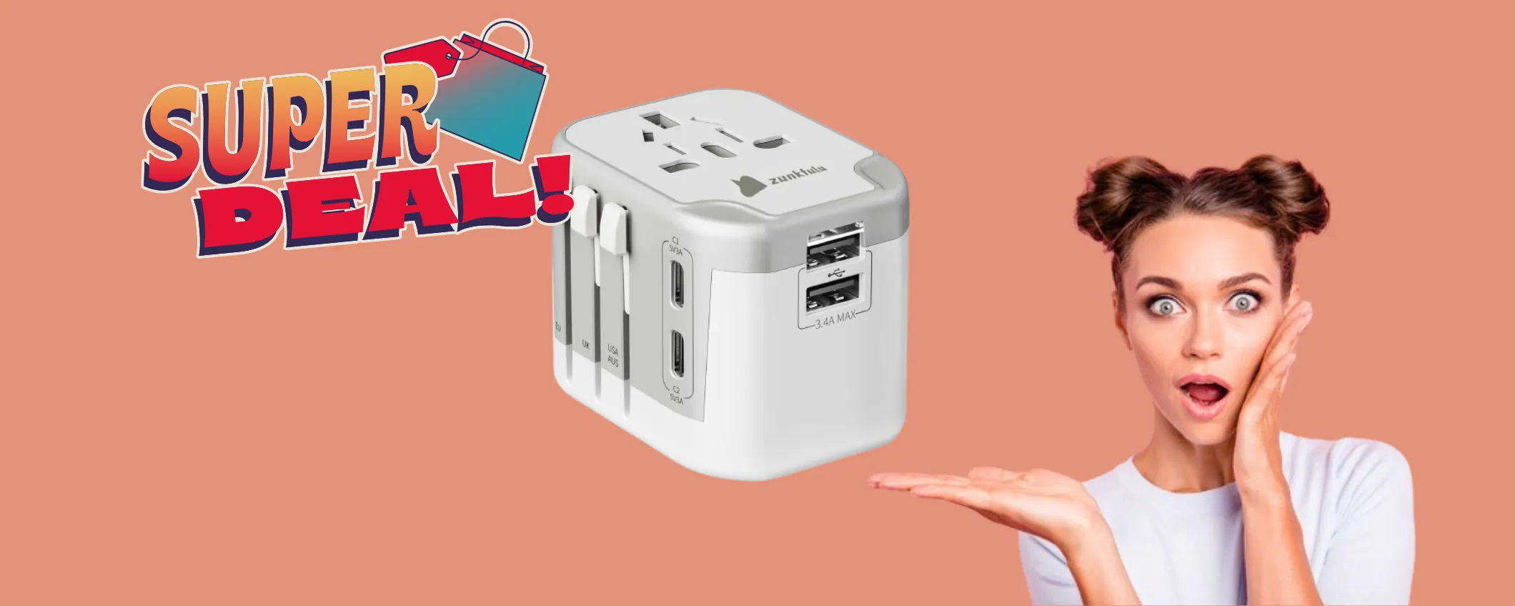Adattatore da Viaggio Universale 5-in-1 in triplo sconto: oggi lo paghi solo 9€