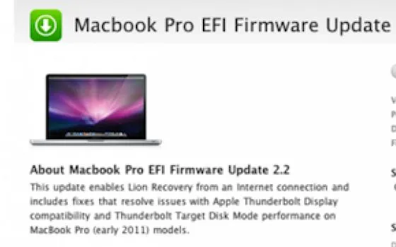 Rilasciati EFI firmware update 2.2 per MacBook Pro ed 1.3 for Mac mini
