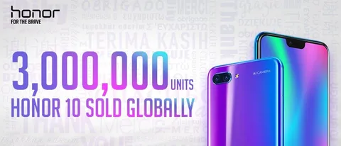 Honor 10, tre milioni di unità vendute in due mesi