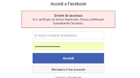 Facebook down oggi, 5 dicembre 2018: Errore di accesso imprevisto