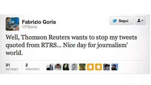 Reuters ai tempi di Twitter: scoppia il caso Goria