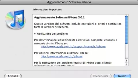 Disponibile iPhone firmware 2.0.1 (Aggiornato)