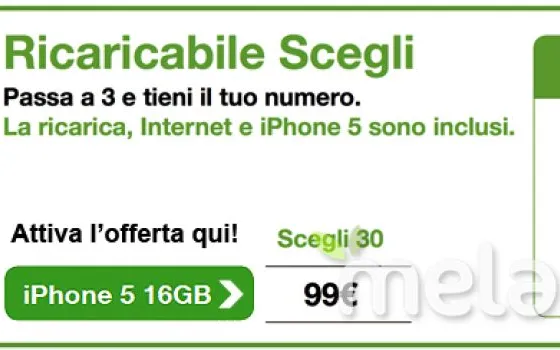 iPhone 5 a 0€, l'offerta di 3