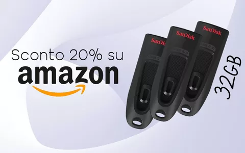 Tre pen drive USB 3.0 SanDisk 32GB in promo su Amazon: lo SCONTO è del 20%