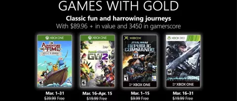 Microsoft svela i Games With Gold di marzo 2019