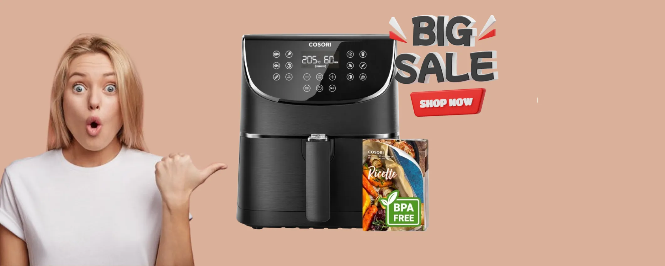 Friggitrice ad aria COSORI con doppio cestello in promozione esclusiva