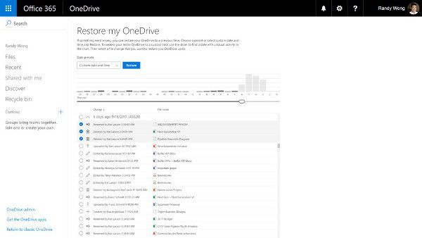 OneDrive: File Restore per Office 365 Business
