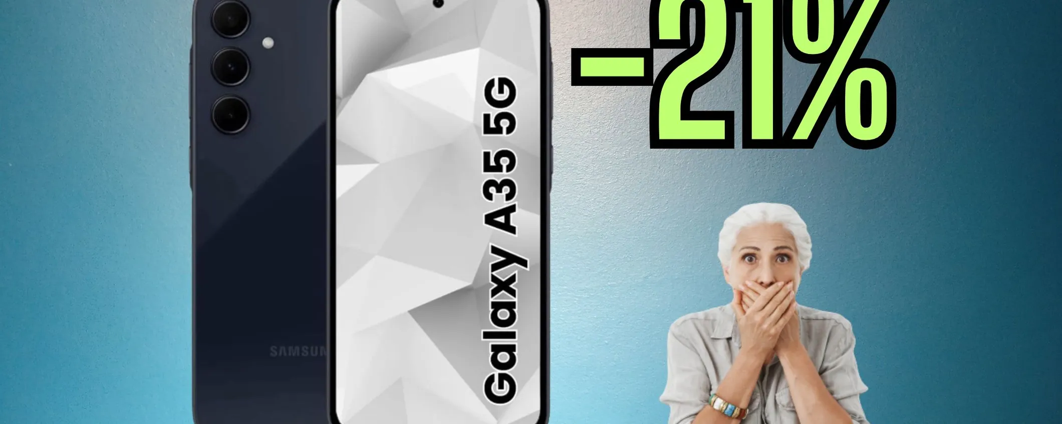 Galaxy A35: smartphone Samsung con batteria top in promo -21%