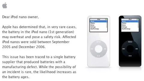 Apple lancia un programma di sostituzione per gli iPod Nano di prima generazione con problemi di batteria