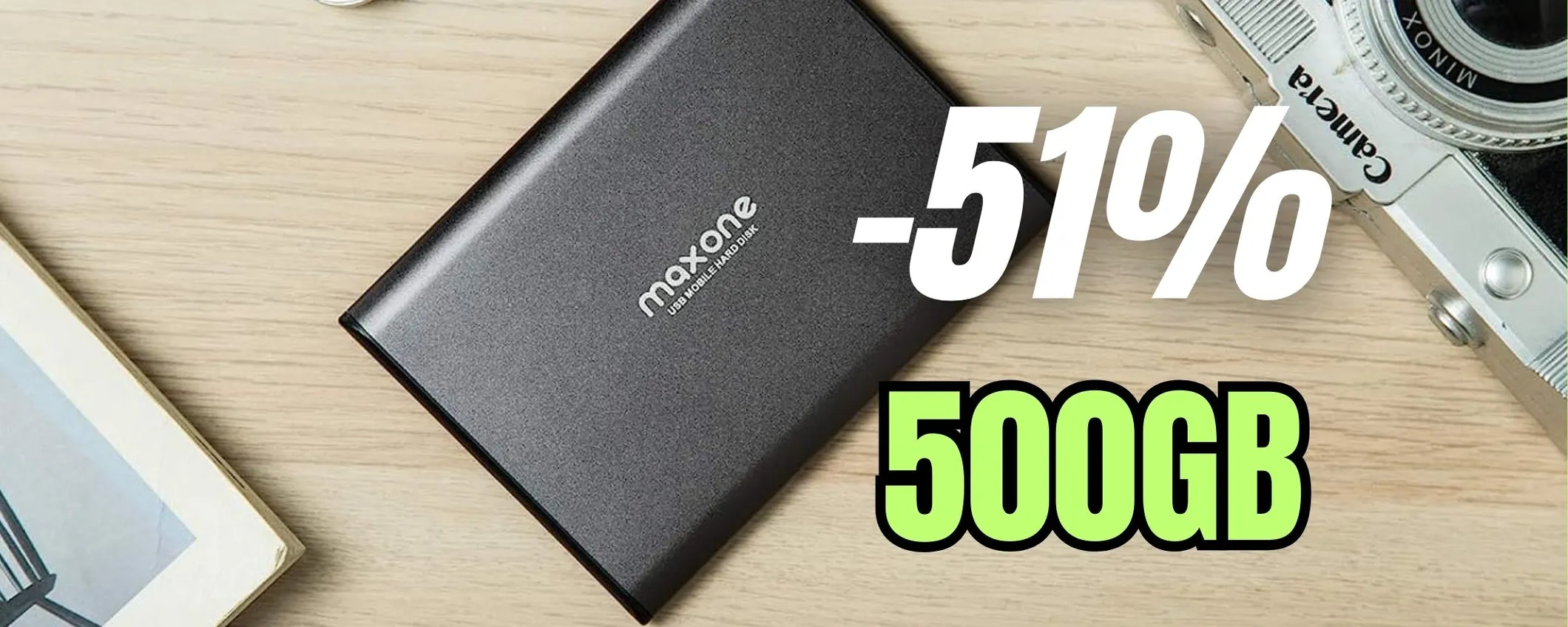Hard disk esterno sottile e resistente da 500GB ad un prezzaccio