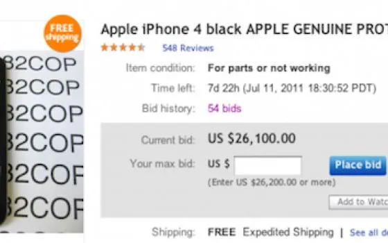 Un prototitpo di iPhone 4 su Ebay