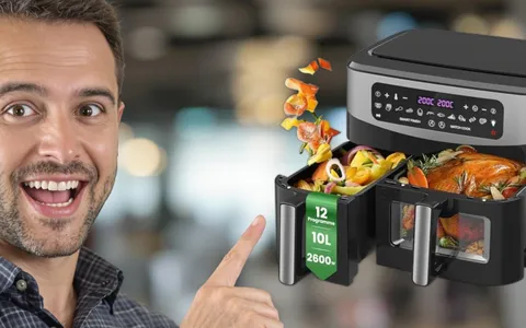 Friggitrice ad aria da 10L con DOPPIO cestello in svendita folle su Amazon